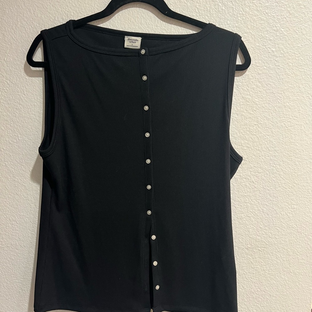 Abercrombie & Fitch Black Button-Front Tank Top